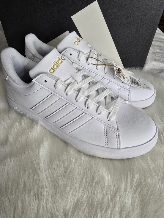 Adidas Ground Court 2.0 White Gold Metallic Sneakers For Womens New✨️ - Picture 3 of 8
